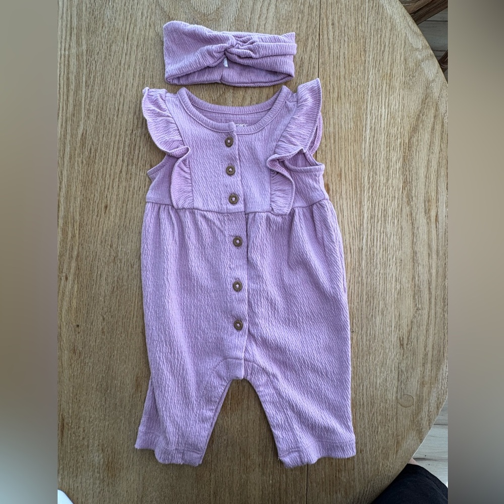 NWOT, Newborn, Carter's Lavender Baby Romper set